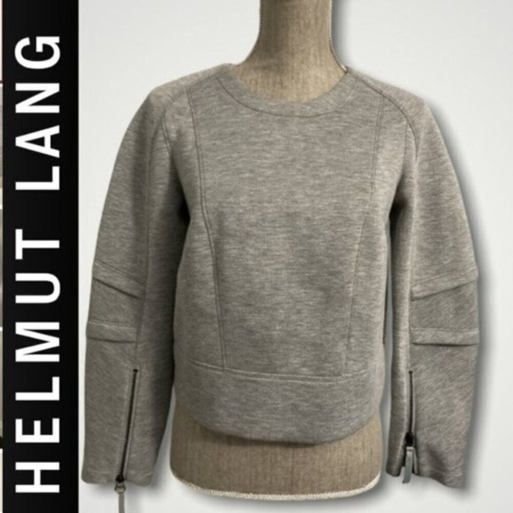 Helmut Lang Grey Modal Sweatshirt Zip Cuffs Back Zip Crew Neck Medium streetwear - Picture 3 of 13
